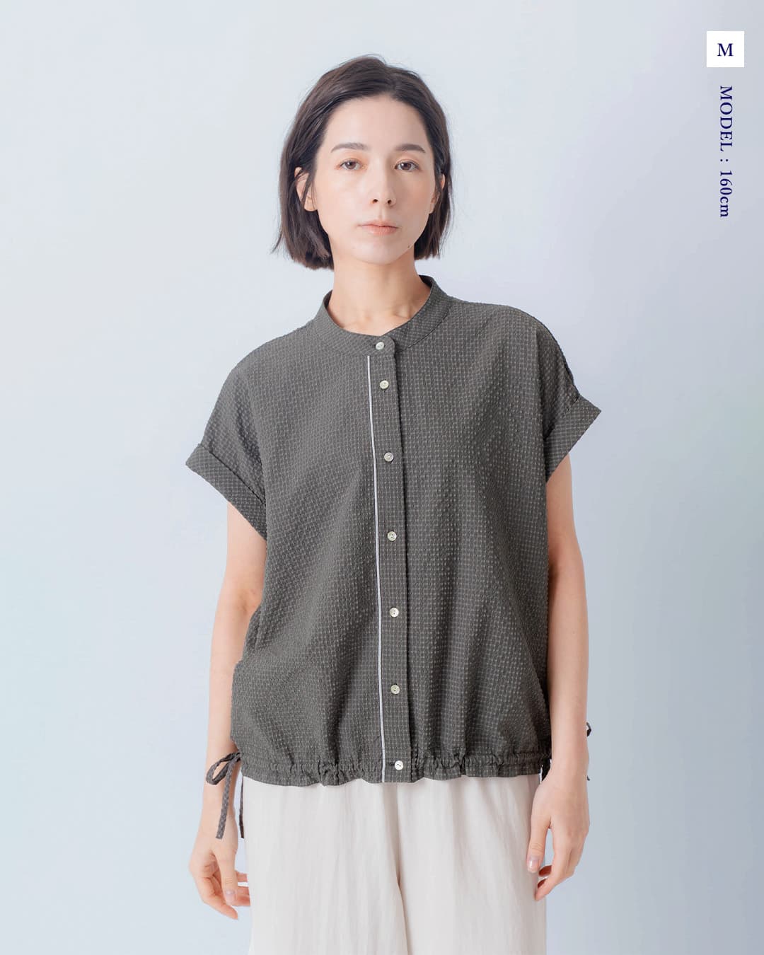 kelenシアーサッカー チェック ブラウス EATY lkl26sbl2308