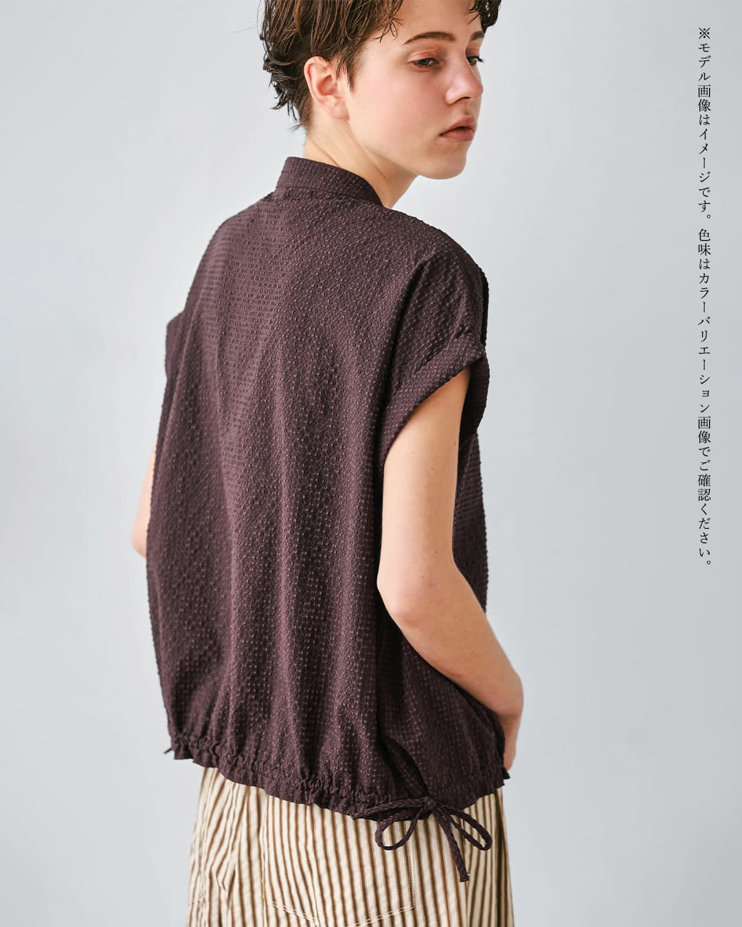 kelenシアーサッカー チェック ブラウス EATY lkl26sbl2308
