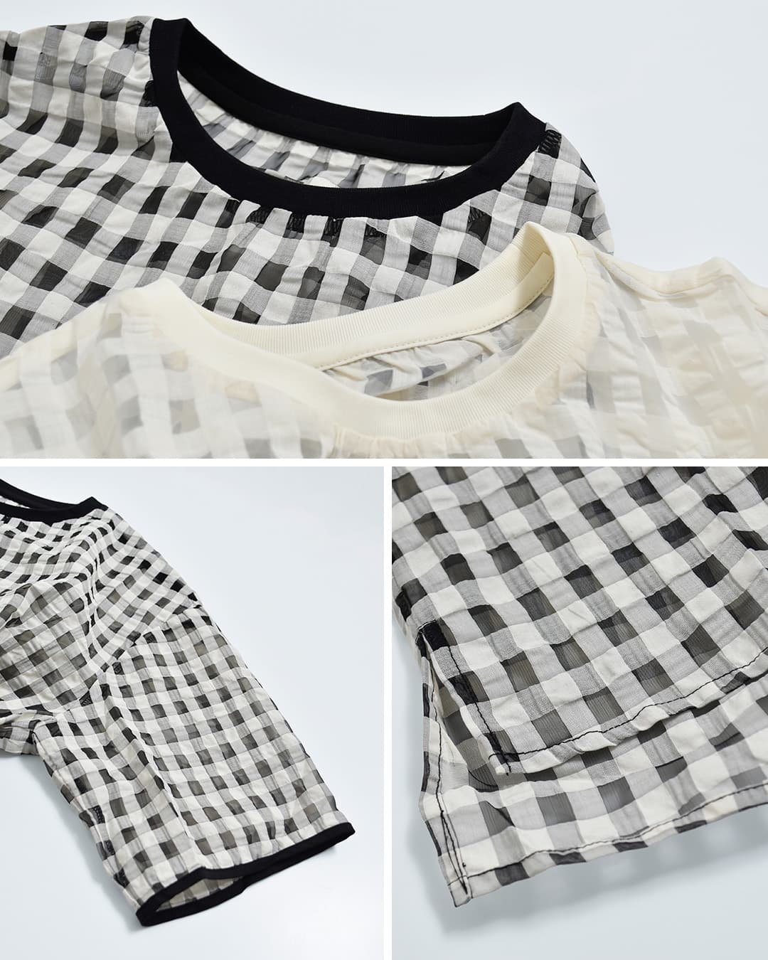 kelenシアー チェック クルーネック トップス MEHINA lkl26sbl2314