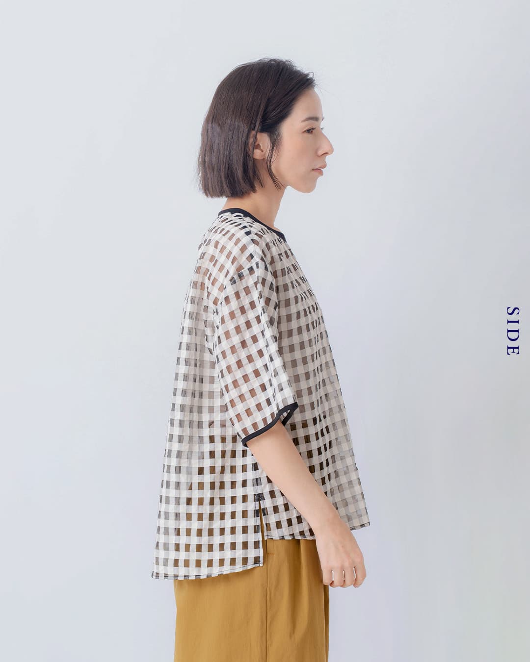 kelenシアー チェック クルーネック トップス MEHINA lkl26sbl2314