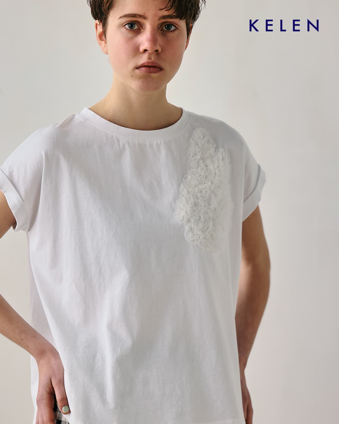 kelenチュール刺繍デザイン コットン ジャージー プルオーバー NATTI lkl26scs2033