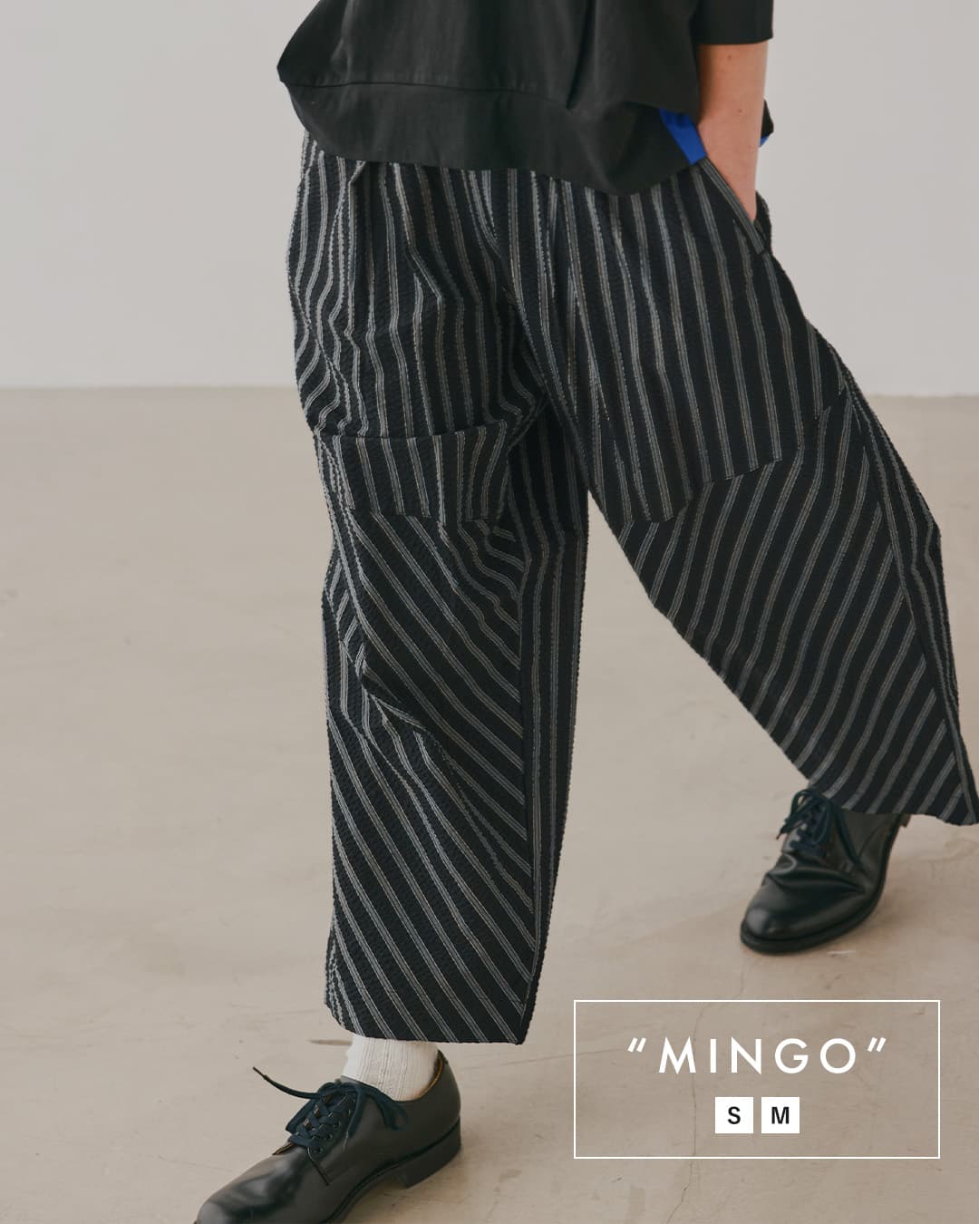 kelenコットン シアーサッカーストライプ パネルデザイン パンツ MINGO lkl26spt2143