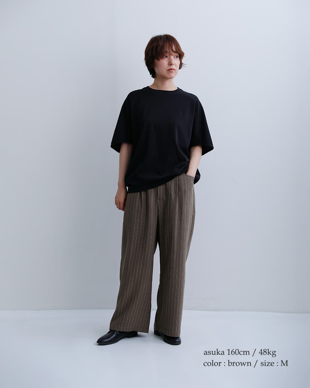 kelenリネン混 ピンストライプ スラックス パンツ NORA lkl26spt2148