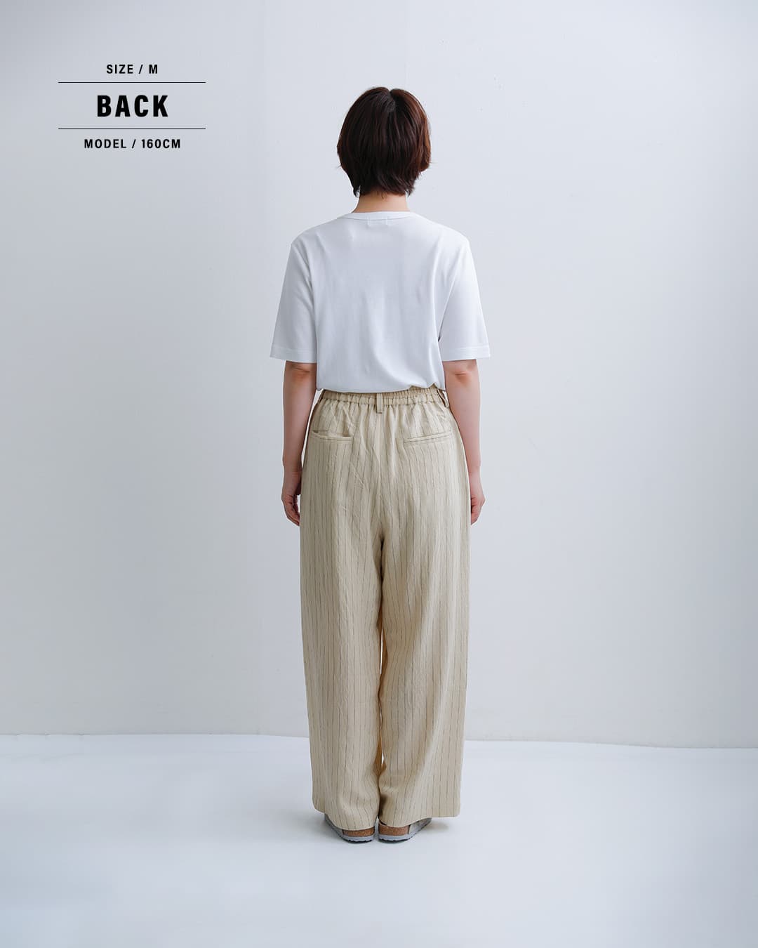kelenリネン混 ピンストライプ スラックス パンツ NORA lkl26spt2148
