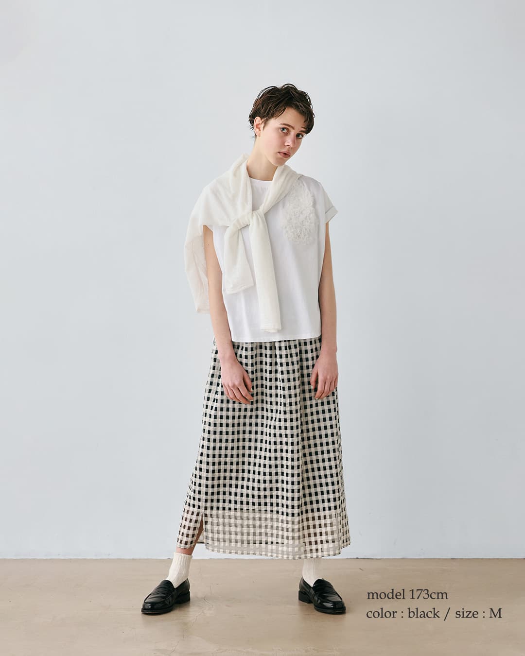 kelenシアー チェック ストレート シルエット スカート WISS lkl26ssk2053