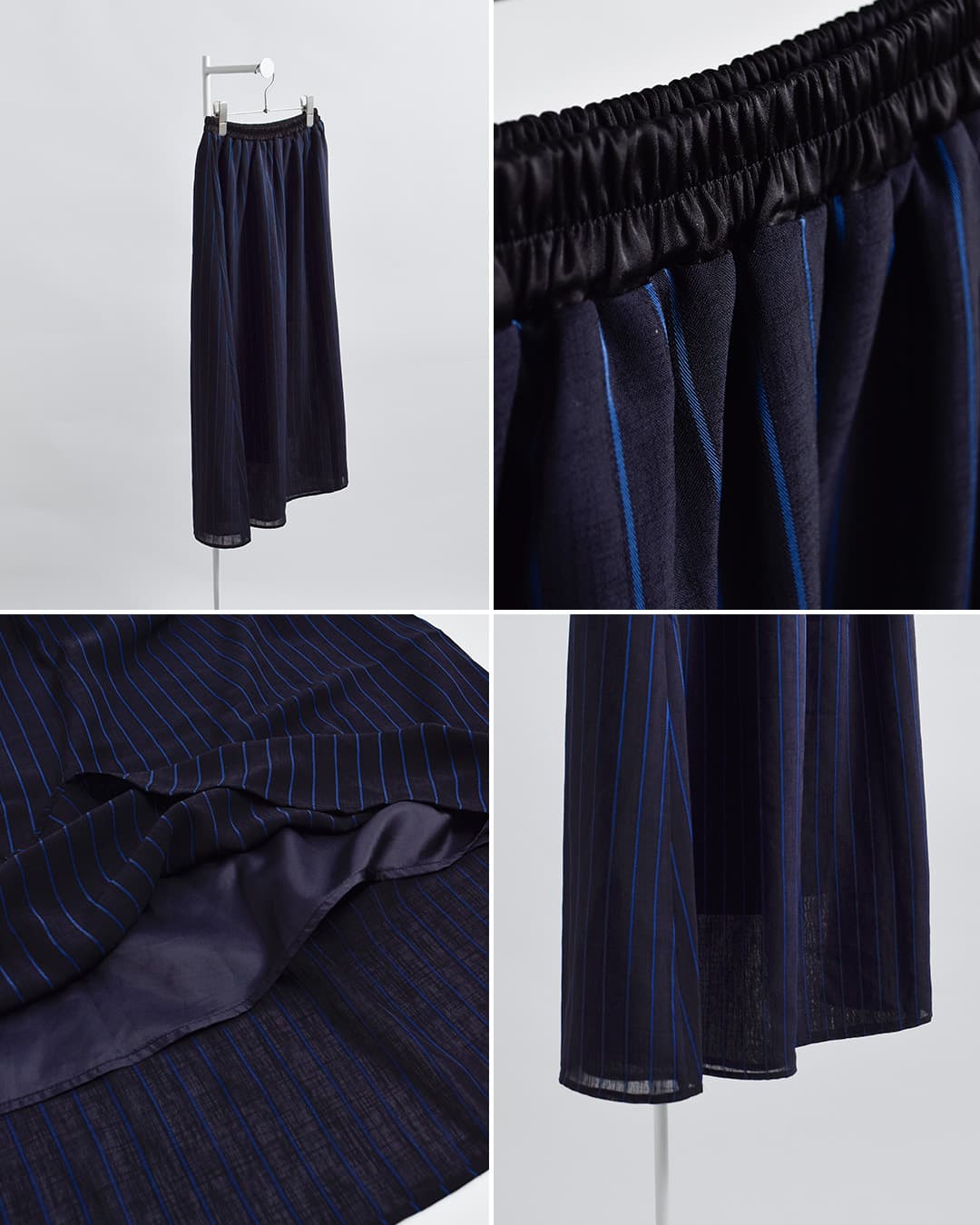 kelenシアー ストライプ Aライン イージー スカート GRAM lkl26ssk2054