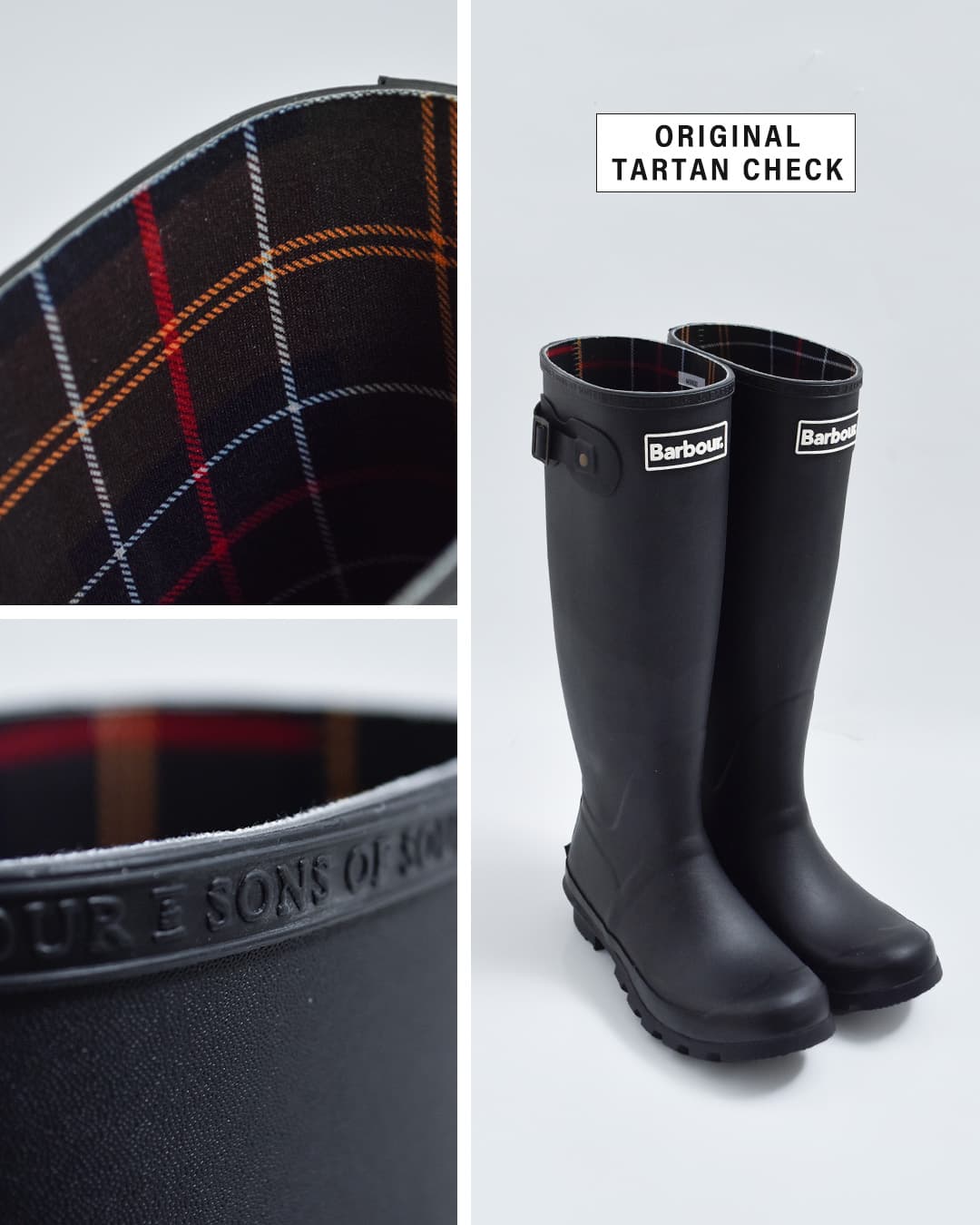 h55555　 美品Barbour レインブーツ サイズ5 チェック柄 Barbour バブアー トール ウェリントン レイン ブーツ “BEDE tall