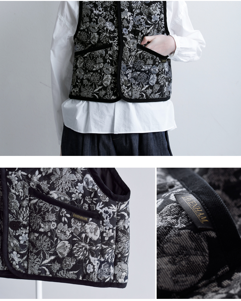 LAVENHAM(ラベンハム)ジャカード クロップド ソーンハム ジャケット BLACK EDITION JACQUARD CROPPED THORNHAM WOMENS lv13144