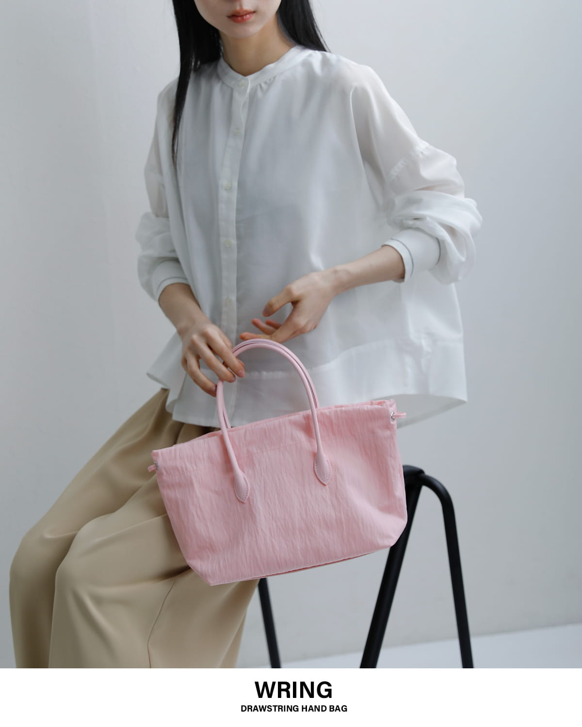 MARY AL TERNAリサイクルナイロン 巾着 2way ハンドバッグ “WRING” ma6123bg-38