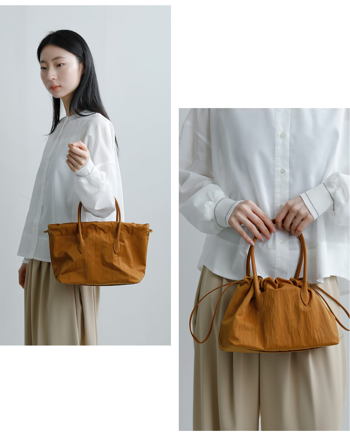 MARY AL TERNAリサイクルナイロン 巾着 2way ハンドバッグ “WRING” ma6123bg-38