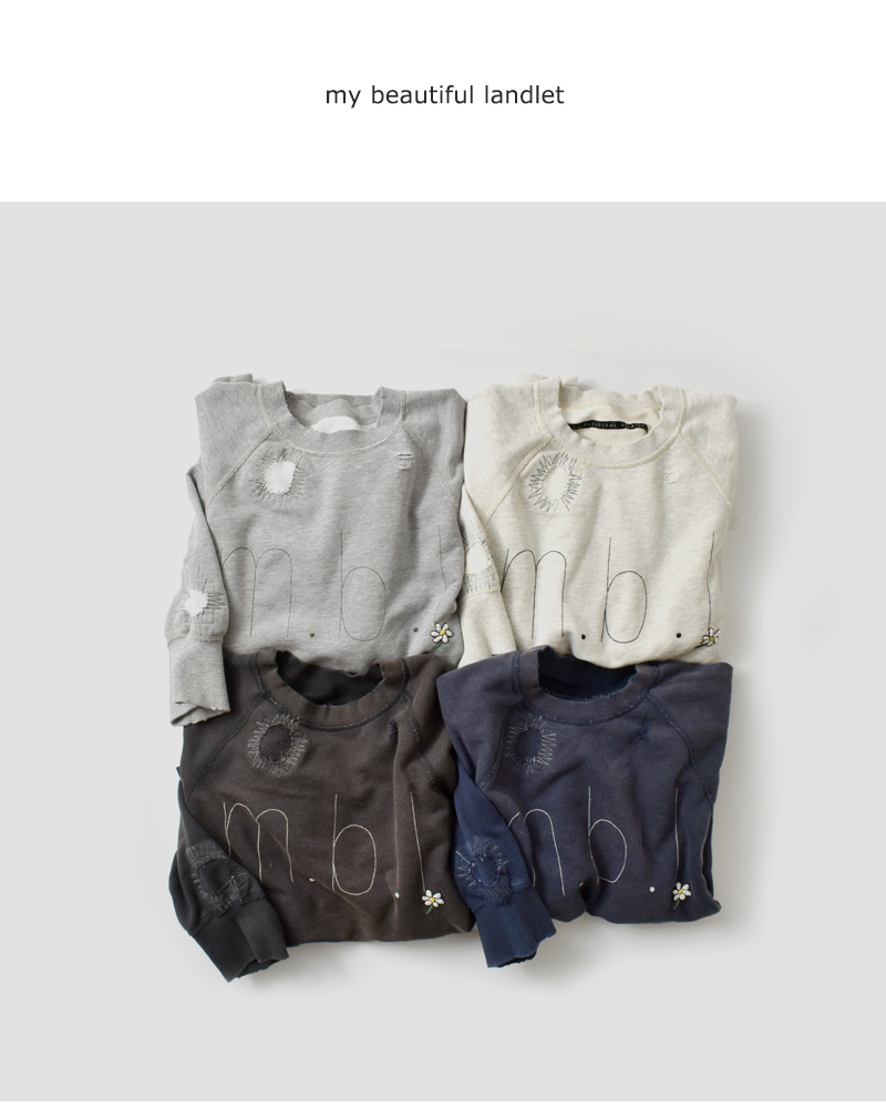 my beautiful landlet(マイ ビューティフル ランドレット)ロゴ刺繍ラグランプルオーバーmbl-wd-tp