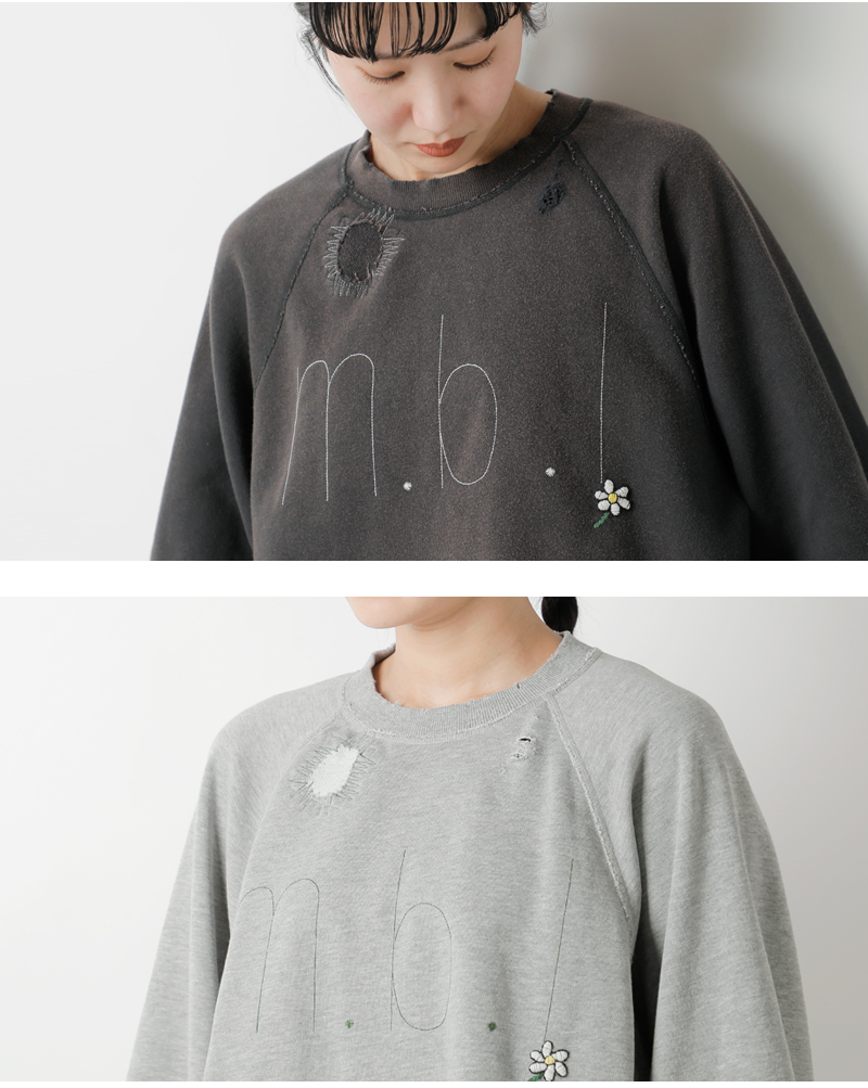 my beautiful landlet(マイ ビューティフル ランドレット)ロゴ刺繍ラグランプルオーバーmbl-wd-tp