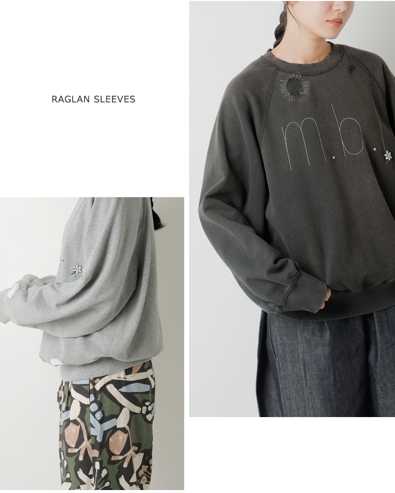 my beautiful landlet(マイ ビューティフル ランドレット)ロゴ刺繍ラグランプルオーバーmbl-wd-tp