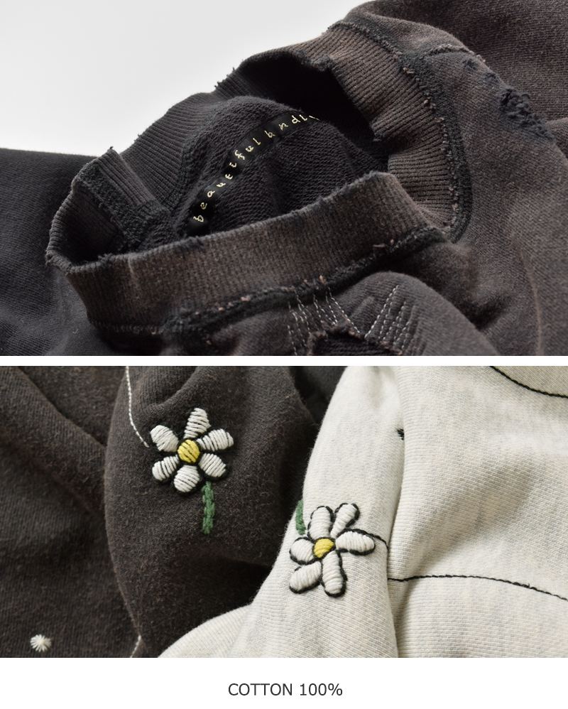 my beautiful landlet(マイ ビューティフル ランドレット)ロゴ刺繍ラグランプルオーバーmbl-wd-tp