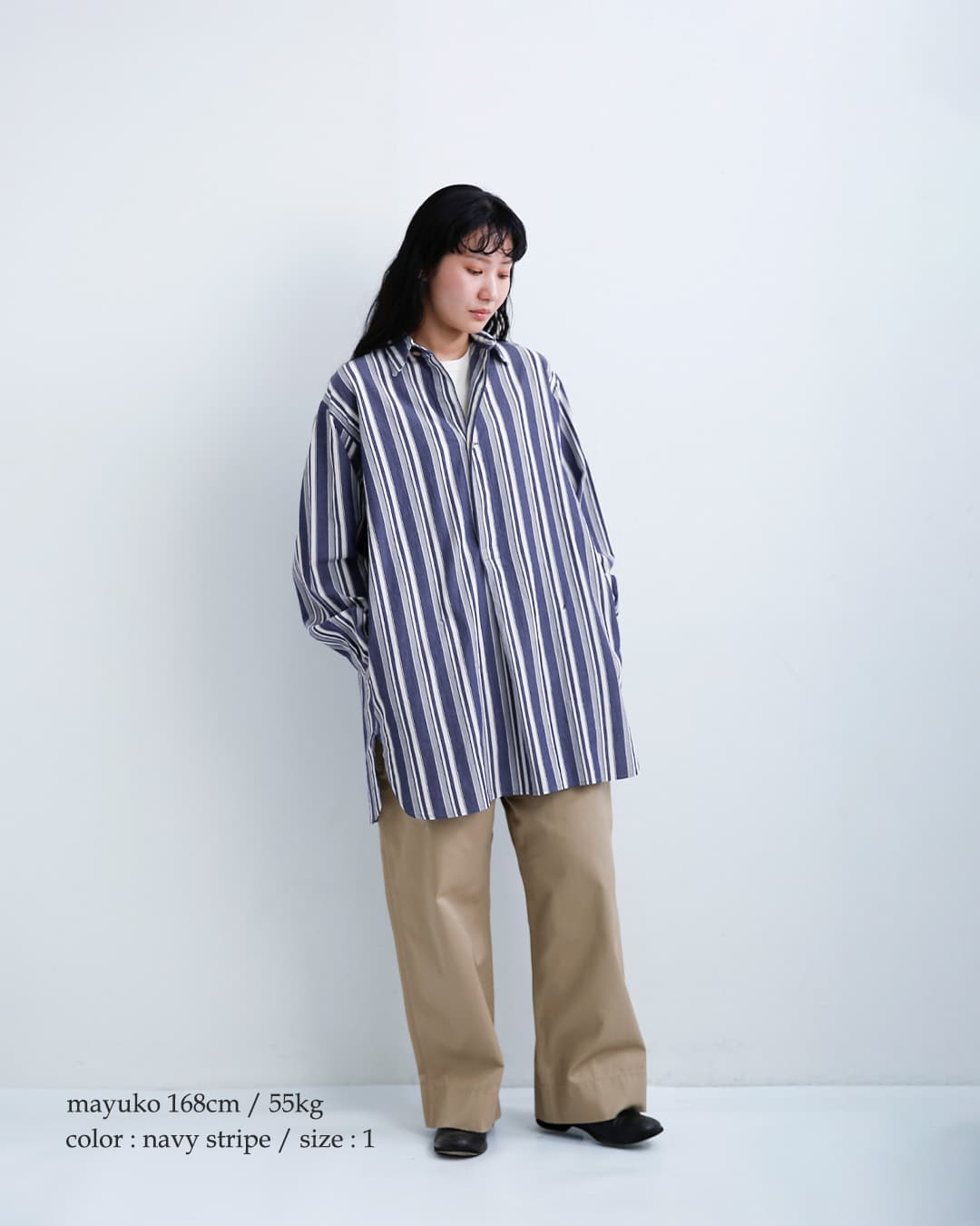 MASTER&Co.コットンストライプ プルオーバーシャツ mc1670