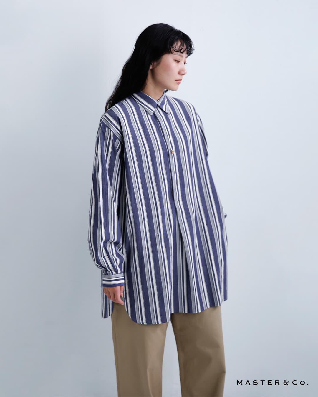 MASTER&Co.コットンストライプ プルオーバーシャツ mc1670