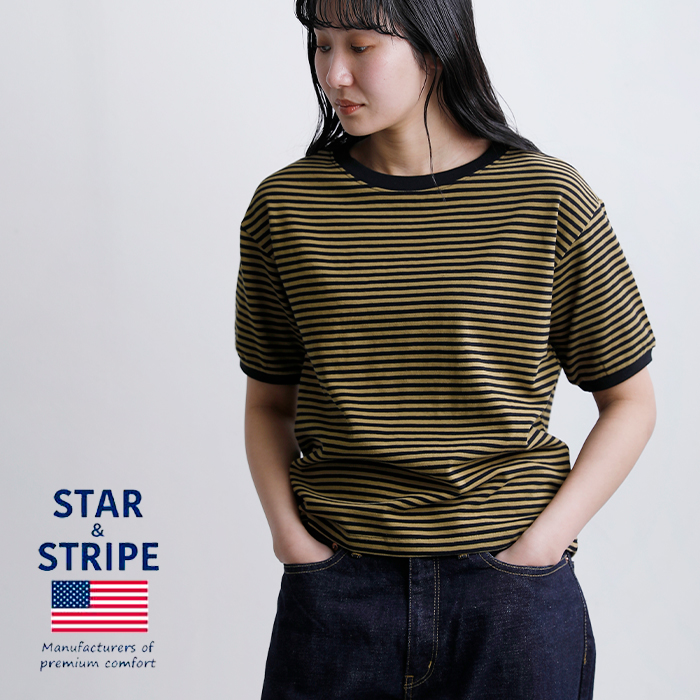 STAR AND STRIPE(スターアンドストライプ)ボーダー リンガー Tシャツ md-028