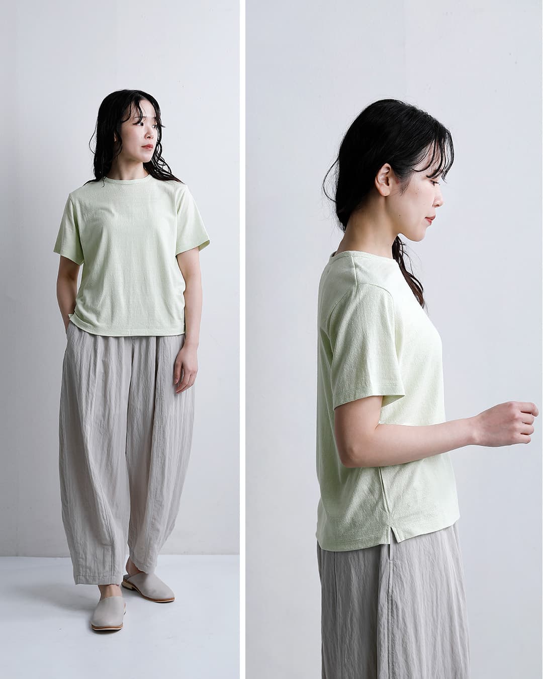 me.ウォッシャブル シルク ベーシック Tシャツ me-25411