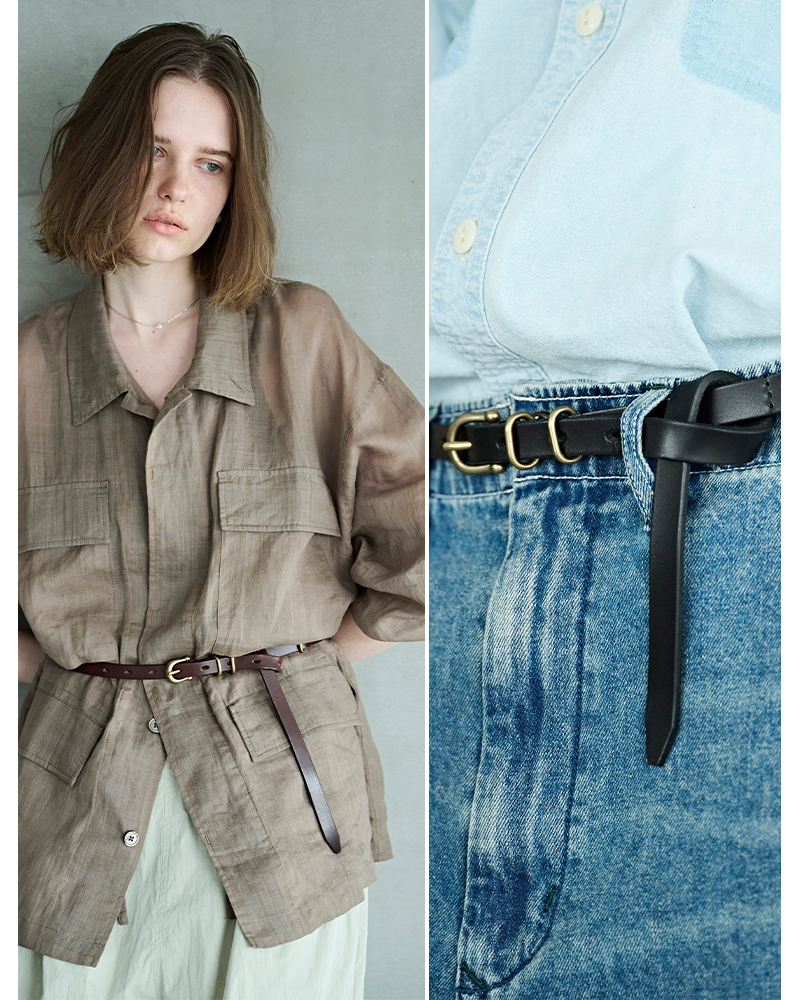 kha:ki(カーキ)カウレザーナローベルト“NARROWNATOBELT”mil26hac3030