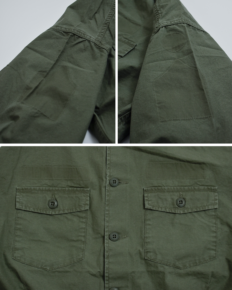 kha:ki(カーキ)ウォッシュドコットンツイルボリュームスリーブシャツ“BARRELSLEEVEFATIGUESHIRTS”mil26hbl3152