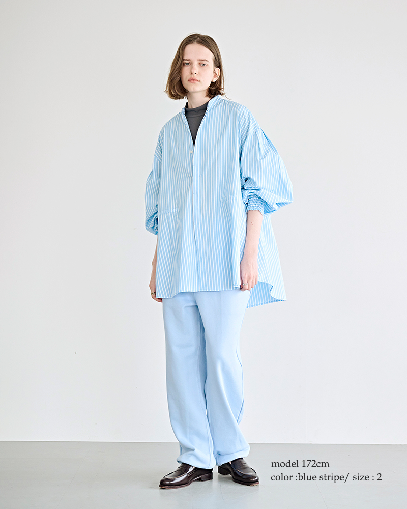 kha:ki(カーキ)フライフロントバンドカラーボリュームスリーブシャツ“FLY-FRONTVOLUMESHIRTS”mil26hbl3154