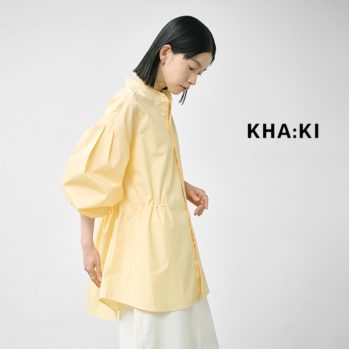 kha:ki(カーキ)フライフロントバンドカラーボリュームスリーブシャツ“FLY-FRONTVOLUMESHIRTS”mil26hbl3154