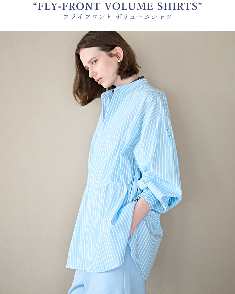 kha:ki(カーキ)フライフロントバンドカラーボリュームスリーブシャツ“FLY-FRONTVOLUMESHIRTS”mil26hbl3154