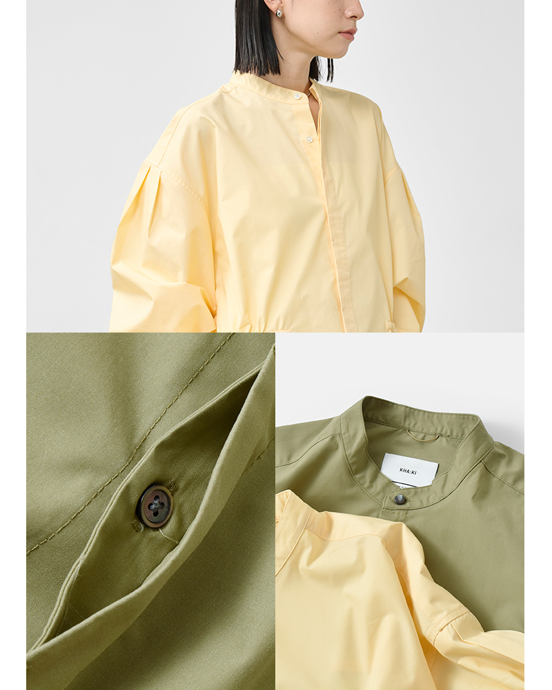 kha:ki(カーキ)フライフロントバンドカラーボリュームスリーブシャツ“FLY-FRONTVOLUMESHIRTS”mil26hbl3154