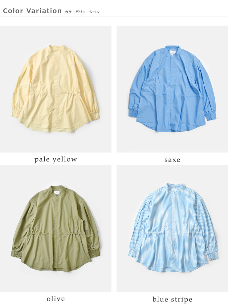 kha:ki(カーキ)フライフロントバンドカラーボリュームスリーブシャツ“FLY-FRONTVOLUMESHIRTS”mil26hbl3154