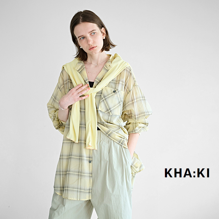 kha:ki(カーキ)シアーオンブレチェックオーバーシャツ“SHEERCHECKOVERSHIRTS”mil26hbl3157