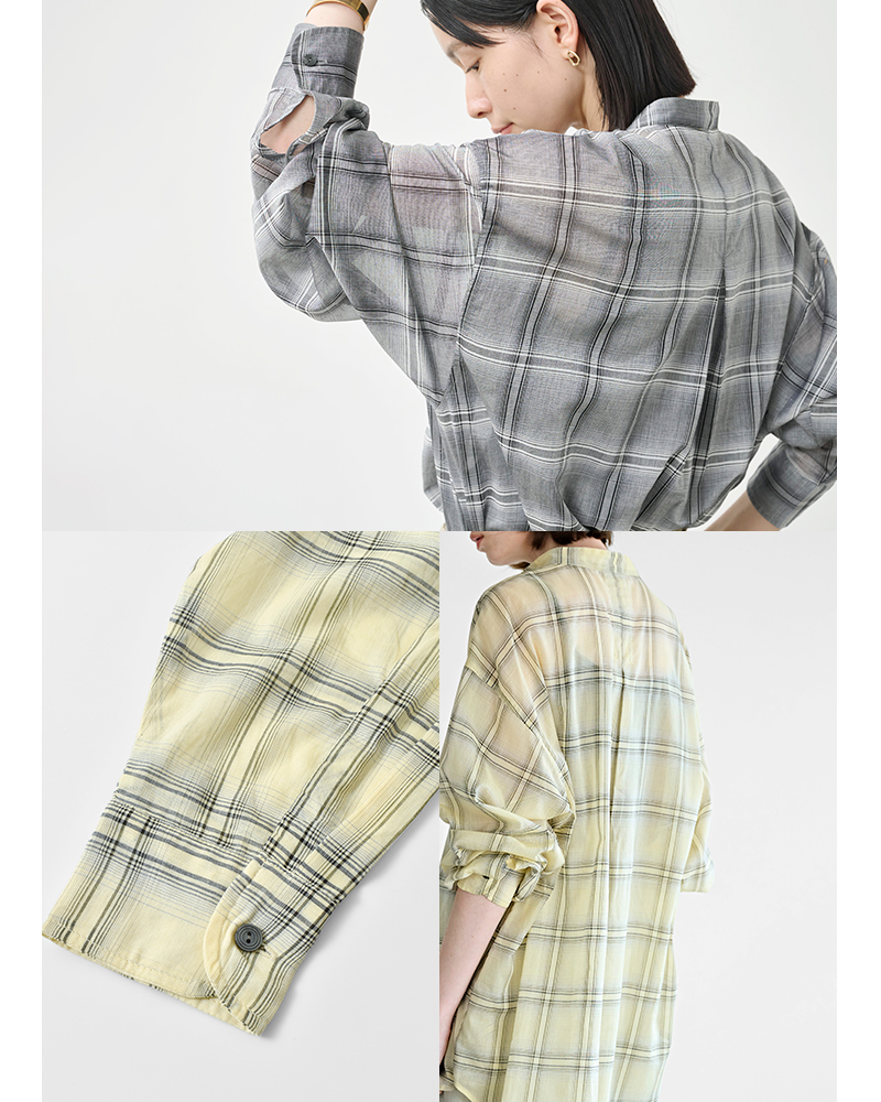 kha:ki(カーキ)シアーオンブレチェックオーバーシャツ“SHEERCHECKOVERSHIRTS”mil26hbl3157