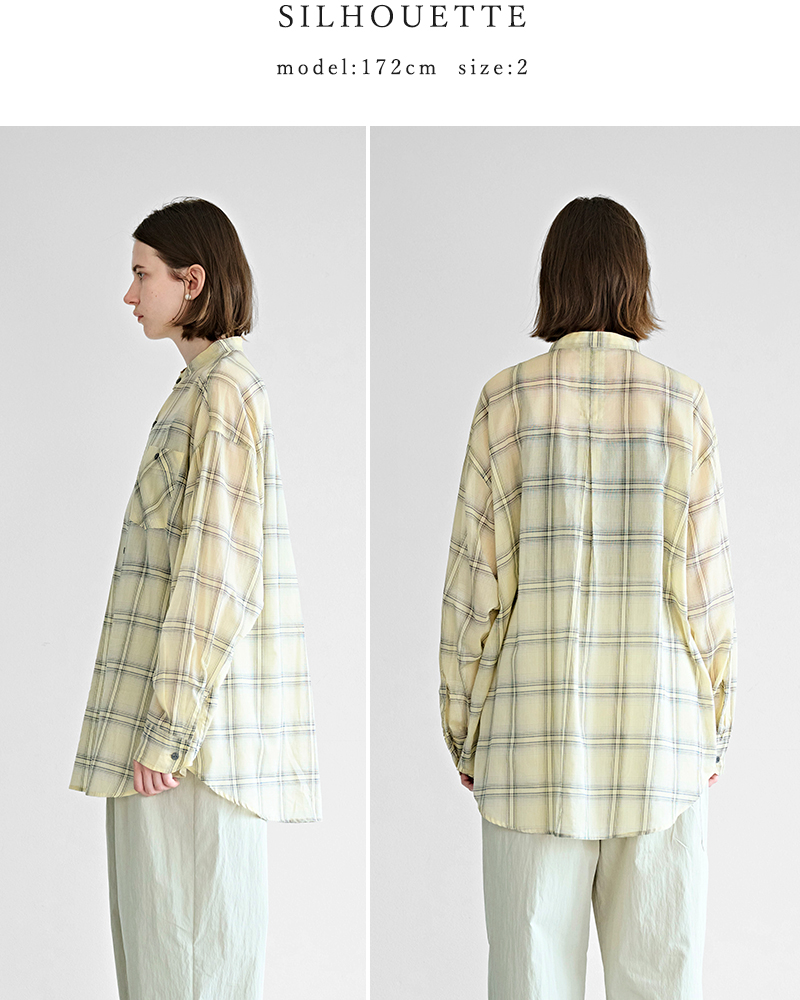 kha:ki(カーキ)シアーオンブレチェックオーバーシャツ“SHEERCHECKOVERSHIRTS”mil26hbl3157