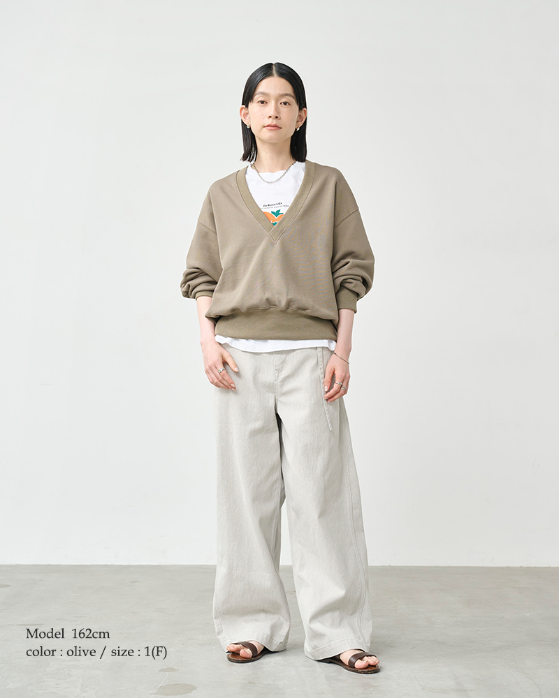 kha:ki(カーキ)ハイゲージフレンチテリーVネックスウェットシャツ“V/NSWEATSHIRTS”mil26hcs3475