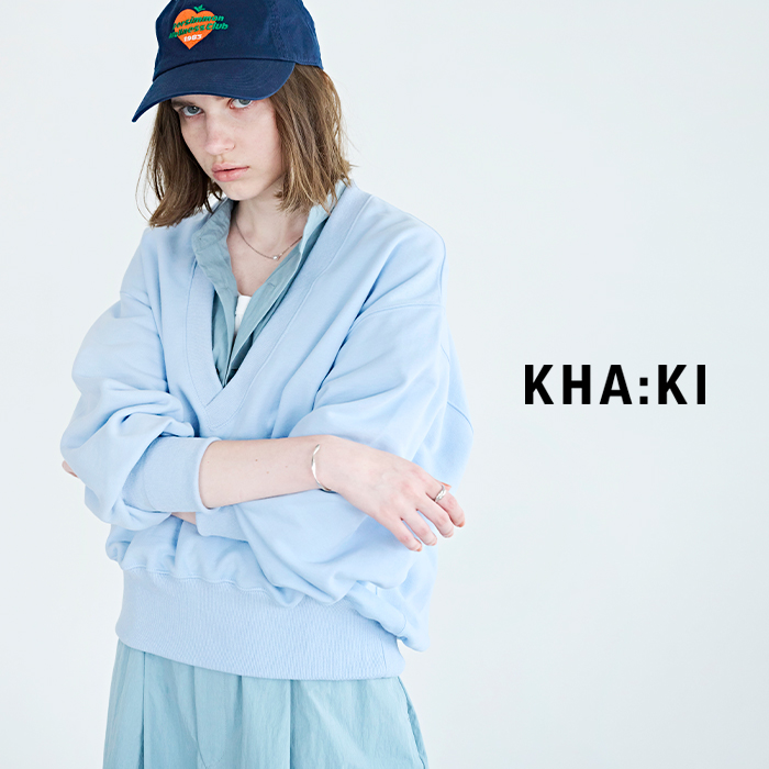 kha:ki(カーキ)ハイゲージフレンチテリーVネックスウェットシャツ“V/NSWEATSHIRTS”mil26hcs3475