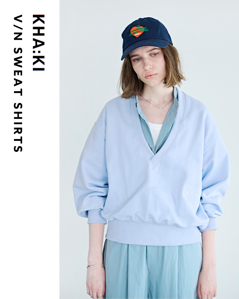 kha:ki(カーキ)ハイゲージフレンチテリーVネックスウェットシャツ“V/NSWEATSHIRTS”mil26hcs3475