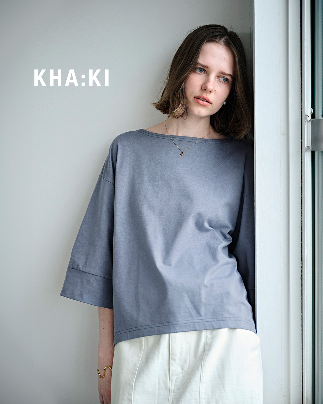 kha:kiコットン天竺 バックヘムライン バスクシャツ “BACK HEM LINE BASQUE SHIRTS” mil26hcs3477