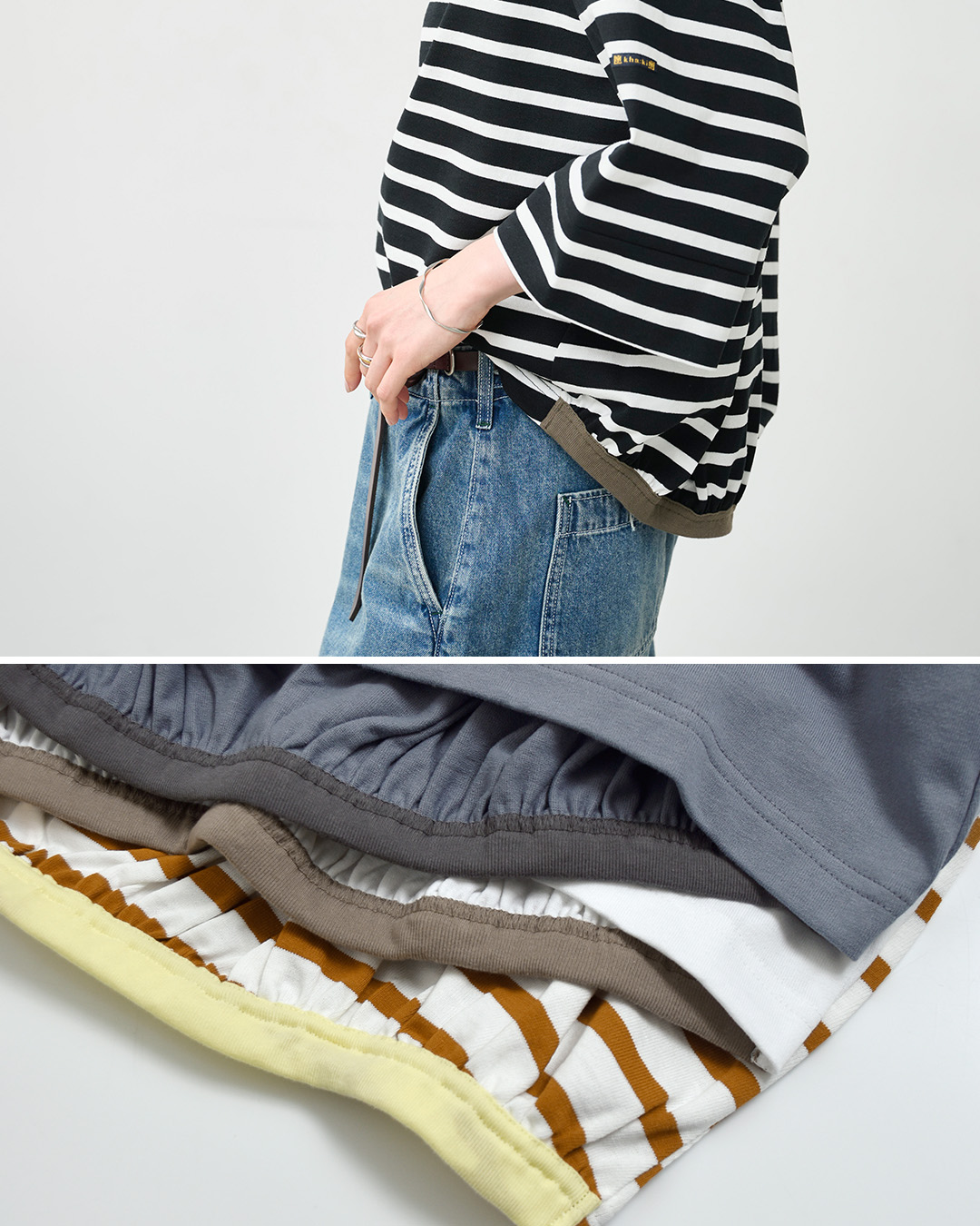 kha:kiコットン天竺 バックヘムライン バスクシャツ “BACK HEM LINE BASQUE SHIRTS” mil26hcs3477