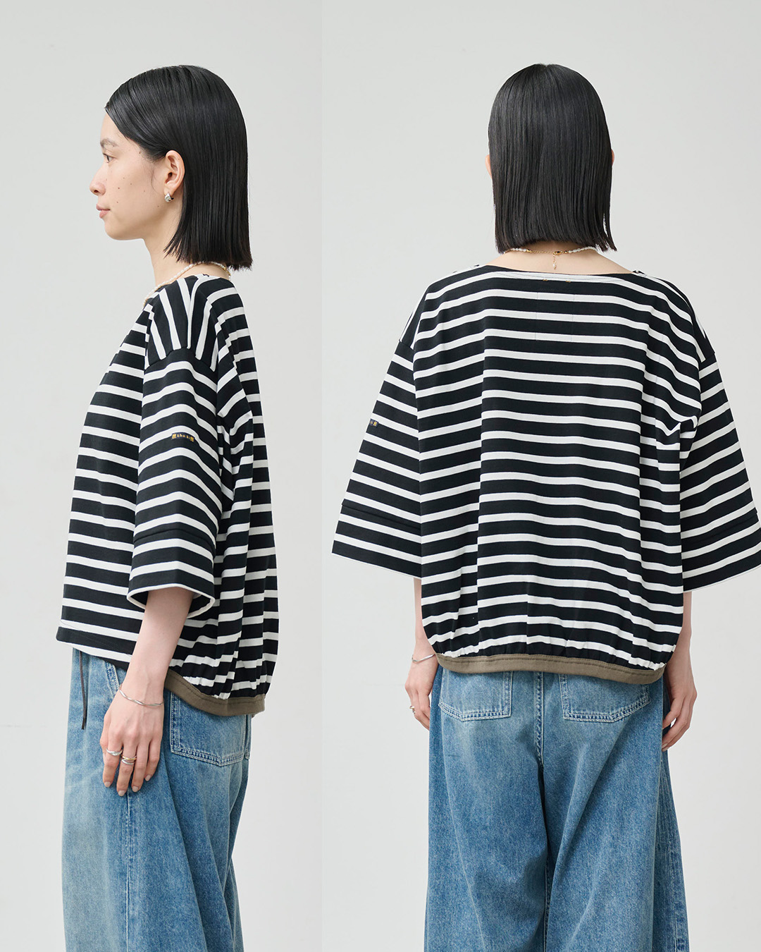 kha:kiコットン天竺 バックヘムライン バスクシャツ “BACK HEM LINE BASQUE SHIRTS” mil26hcs3477