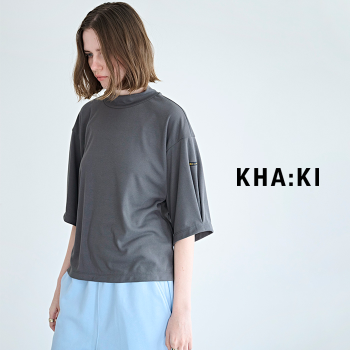 kha:ki(カーキ)吸水速乾UVカットソフトモックネックハーフスリーブカットソー“SOFTMOCKNECKTOP”mil26hcs3480