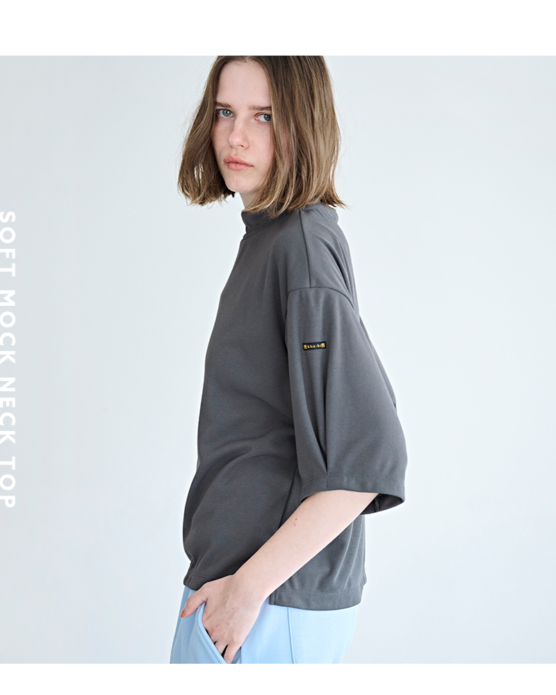 kha:ki(カーキ)吸水速乾UVカットソフトモックネックハーフスリーブカットソー“SOFTMOCKNECKTOP”mil26hcs3480