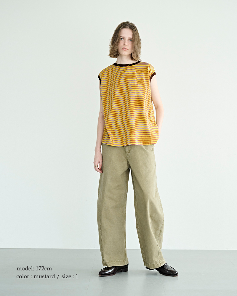 kha:ki(カーキ)コットンマルチボーダー前後2wayノースリーブカットソー“MULTISTRIPEDSLEEVELESSTOP”mil26hcs3482