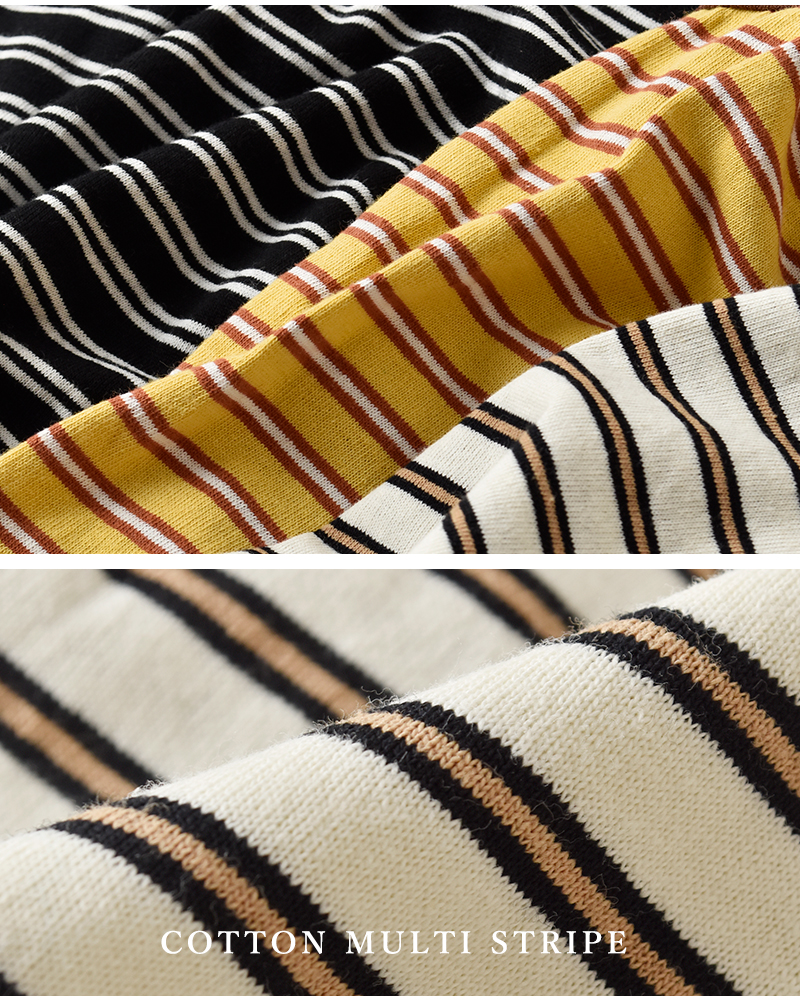 kha:ki(カーキ)コットンマルチボーダー前後2wayノースリーブカットソー“MULTISTRIPEDSLEEVELESSTOP”mil26hcs3482