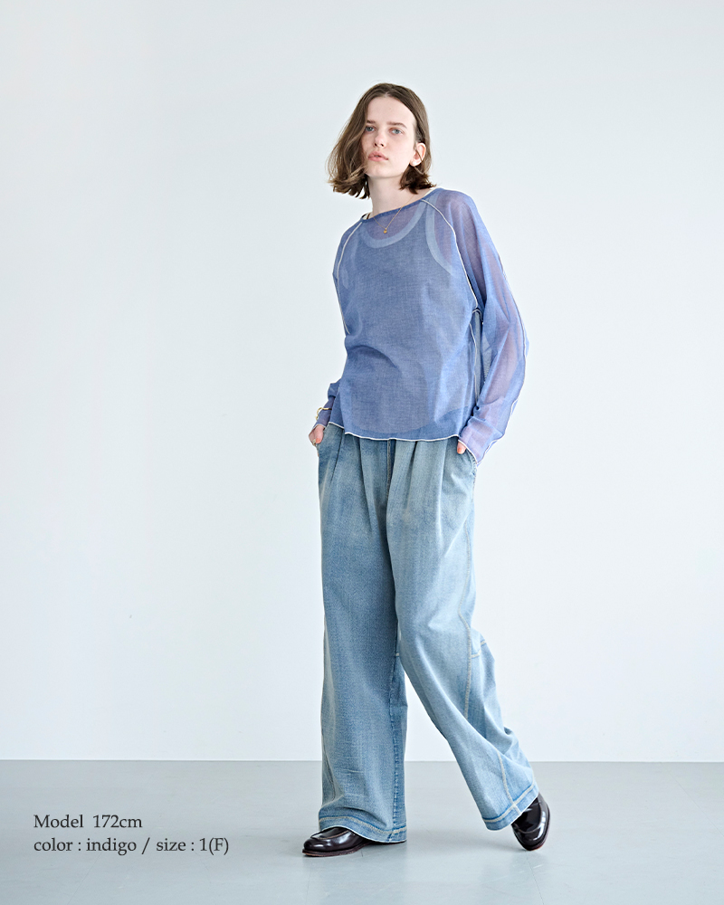 kha:ki(カーキ)ストレッチパワーネットカラーステッチシアープルオーバー“COLORSTITCHSHEERTOP”mil26hcs3484