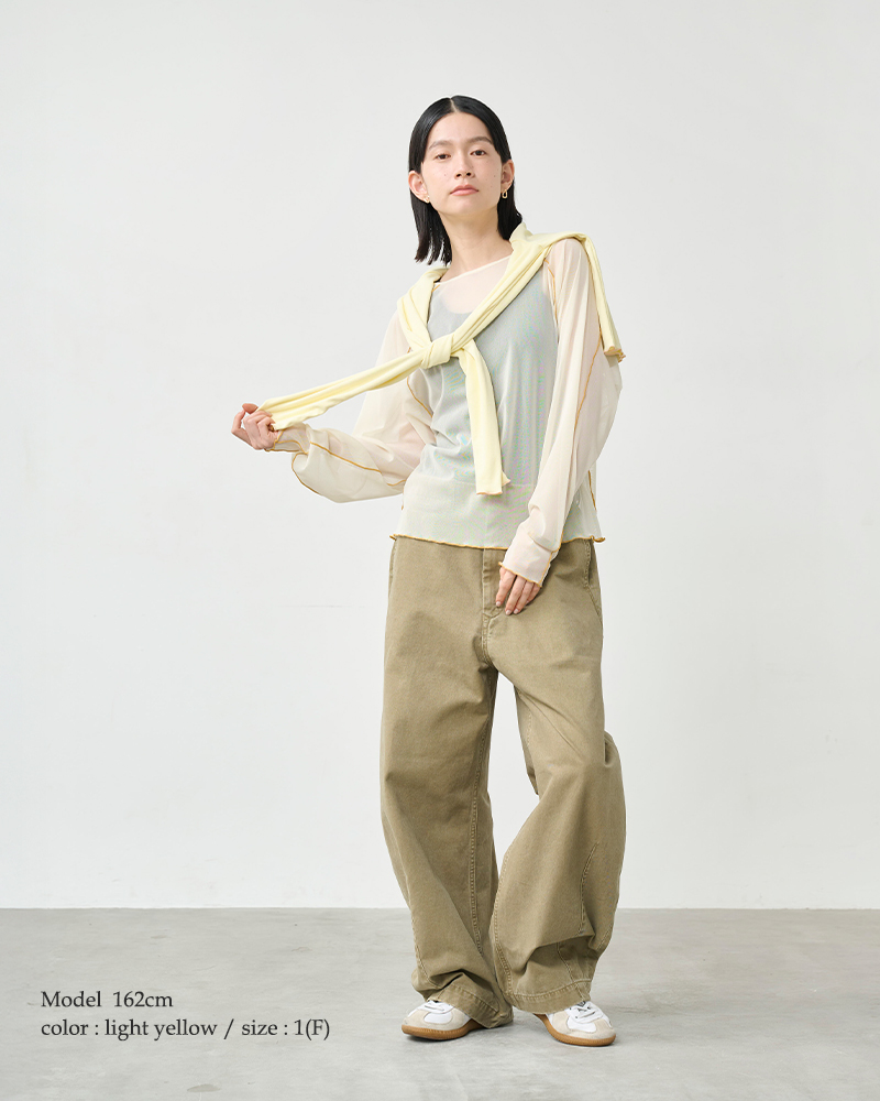 kha:ki(カーキ)ストレッチパワーネットカラーステッチシアープルオーバー“COLORSTITCHSHEERTOP”mil26hcs3484