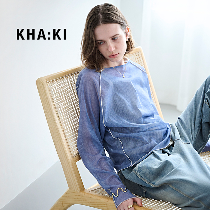 kha:ki(カーキ)ストレッチパワーネットカラーステッチシアープルオーバー“COLORSTITCHSHEERTOP”mil26hcs3484