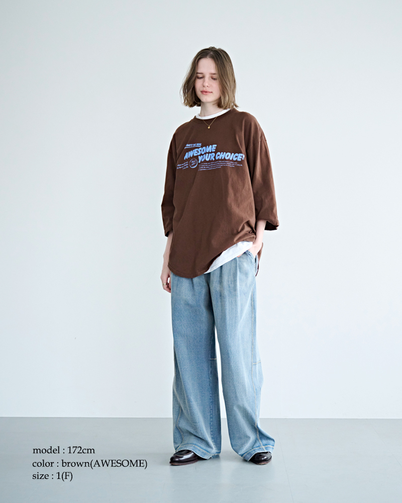 kha:ki(カーキ)コットンジャージー7分袖グラフィックプリントTシャツ“7thTEE”mil26hcs3487-8