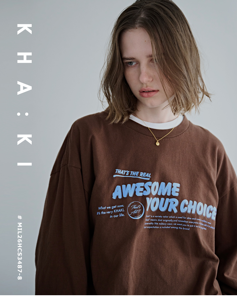 kha:ki(カーキ)コットンジャージー7分袖グラフィックプリントTシャツ“7thTEE”mil26hcs3487-8
