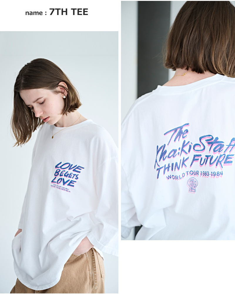 kha:ki(カーキ)コットンジャージー7分袖グラフィックプリントTシャツ“7thTEE”mil26hcs3487-8