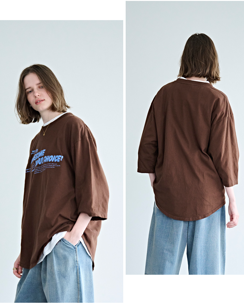 kha:ki(カーキ)コットンジャージー7分袖グラフィックプリントTシャツ“7thTEE”mil26hcs3487-8