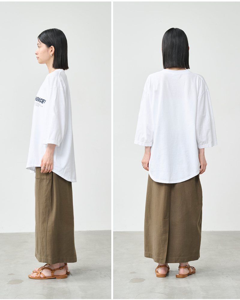 kha:ki(カーキ)コットンジャージー7分袖グラフィックプリントTシャツ“7thTEE”mil26hcs3487-8